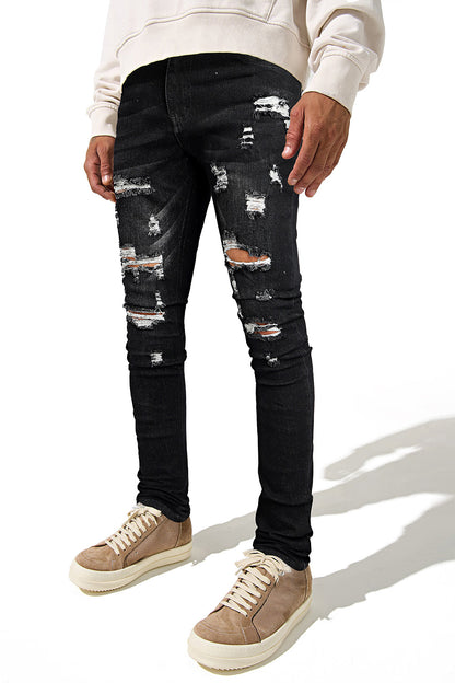 Super Stretch Skinny Jeans für Herren – Zerrissen &amp; Schwarz
