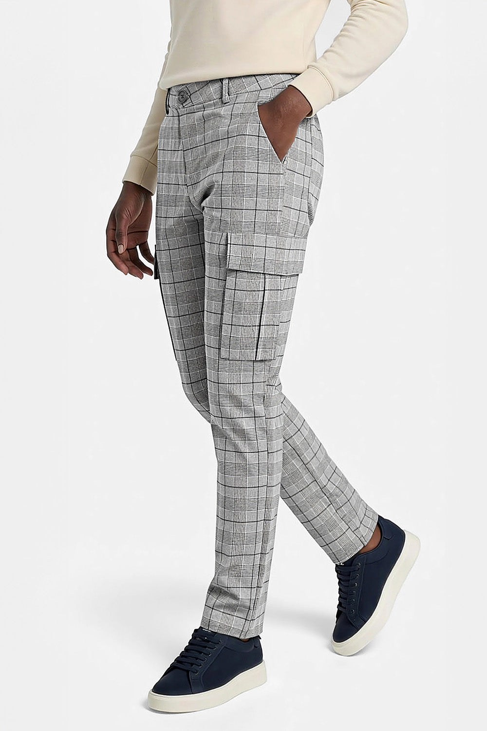 Graue Stretchhose für Herren – Tasche