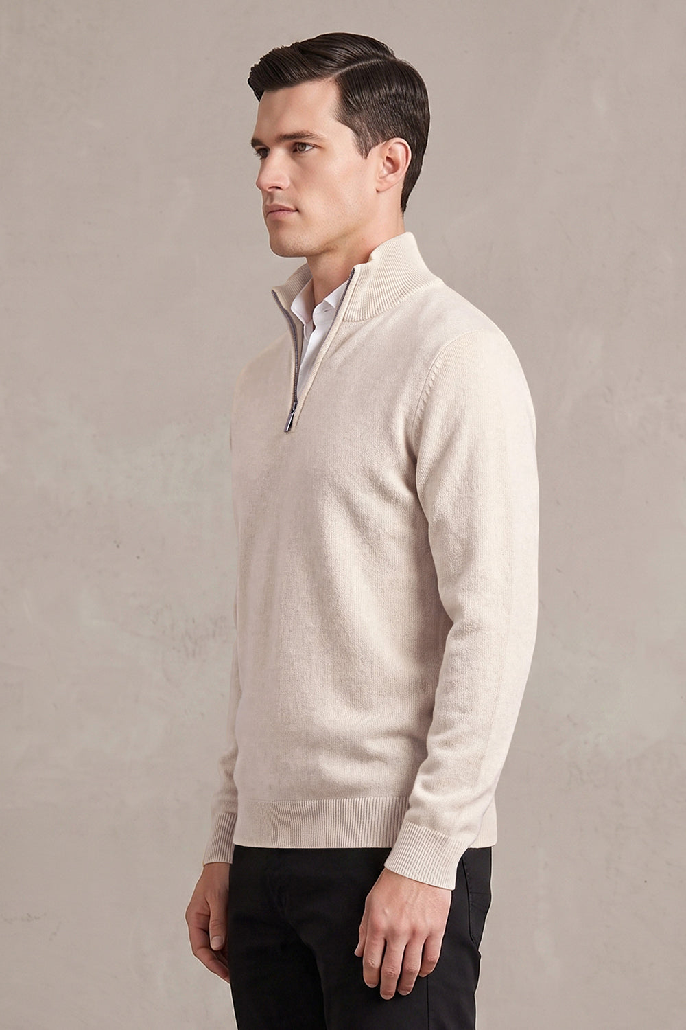 Men's Quarter-Zip Knit Sweater | Lightweight Slim Fit Pullover