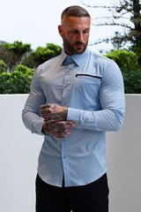 Men's Blue Dress Shirt - Button