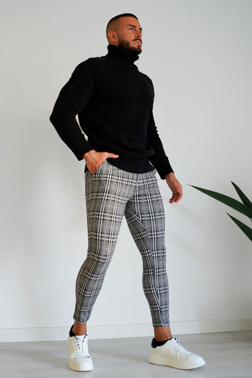 Grey Pants Turtleneck With Plaid Pants Mens Black Turtleneck Plaid