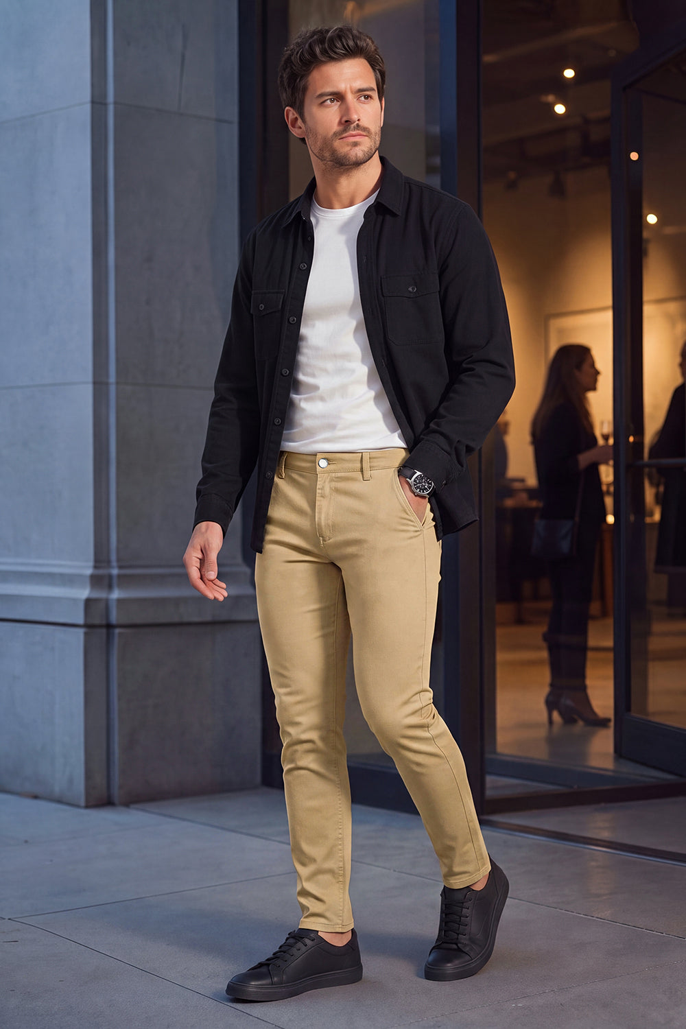 Braune Stretch-Skinny-Jeans für Herren