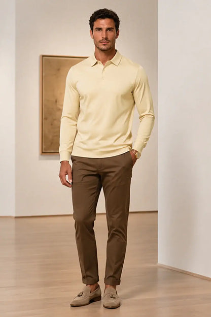 Camiseta de algodón mercerizado para hombre - Verde militar