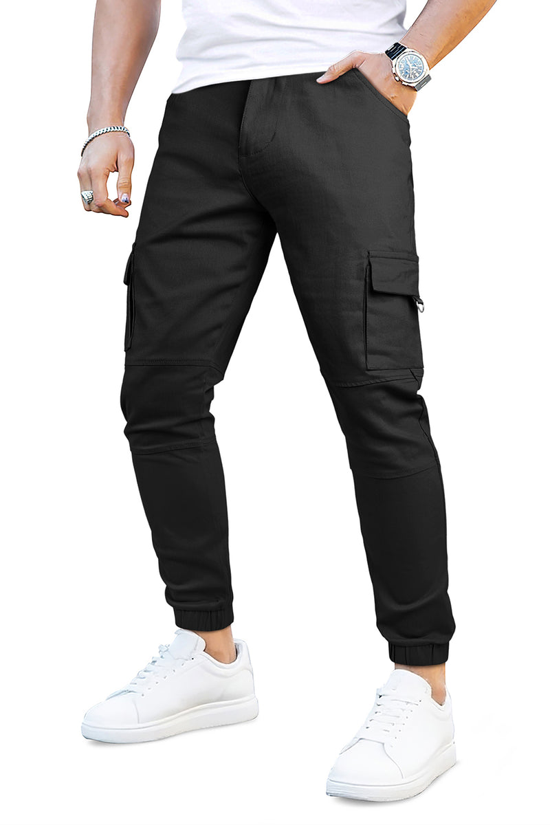 Men's Slim Fit Cargo Joggers | Multi-Pocket Tactical Pants with Cuffed Ankle