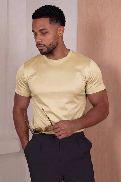 Men's Mercerized Cotton T-Shirt - Light Khaki