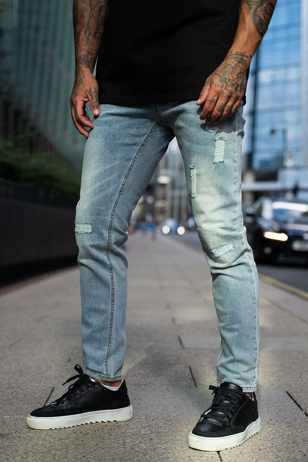 men's slim fit blue jeans