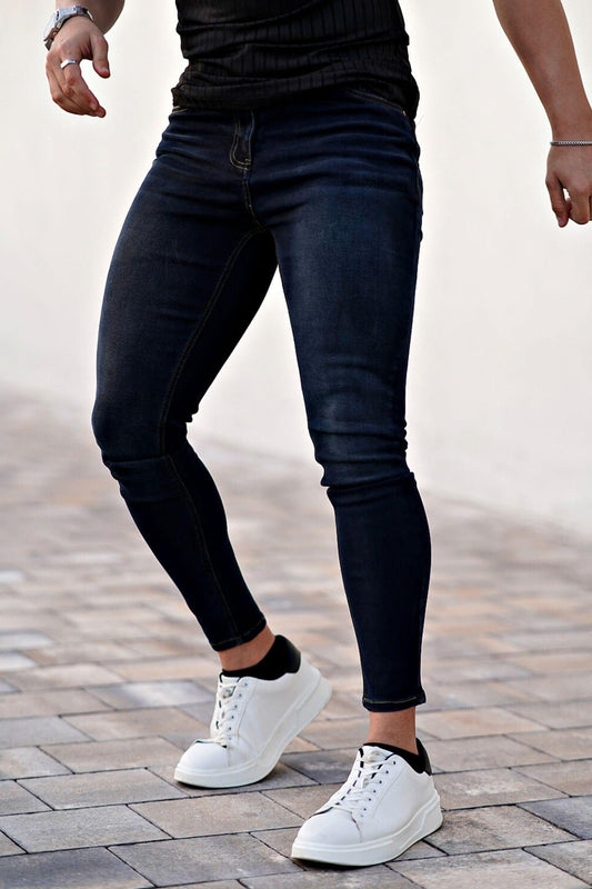 Relaxed Skinny Jeans - Black And Blue