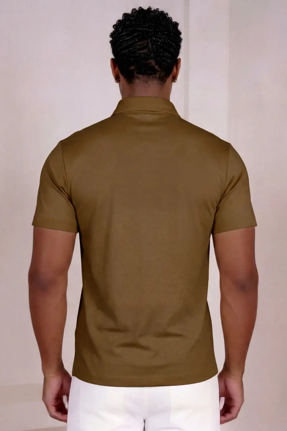 Men's Mercerized Cotton Short-Sleeved Polo Shirt - Brown