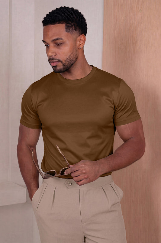 Men's Mercerized Cotton T-Shirt - Coffee