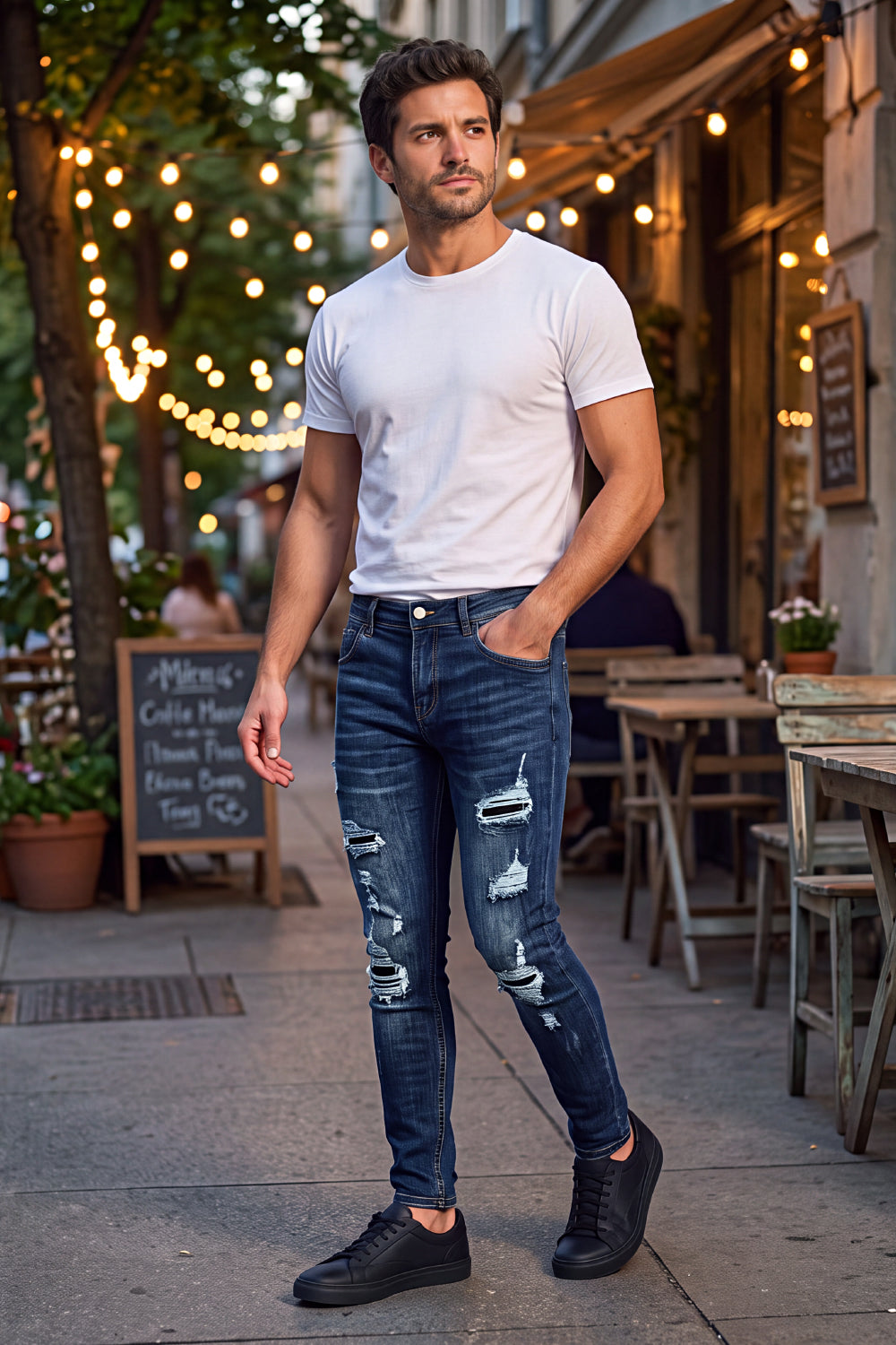 Men's Dark Blue Stretch Sculpt Skinny Jean