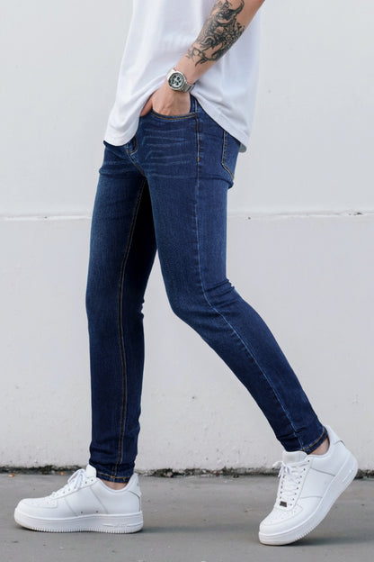 Vaqueros ajustados de alta elasticidad para hombre - Rotos y negros