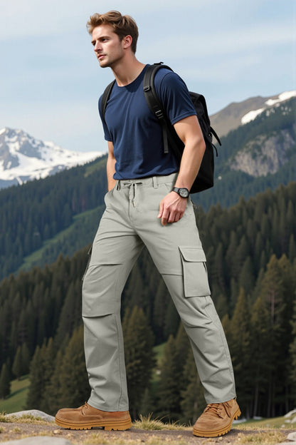 Men Straight Fit Cargo Pant - Grey