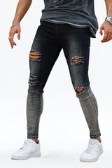 Gingtto Restoring Ancient Jeans Skinny Jeans-Black And Grey