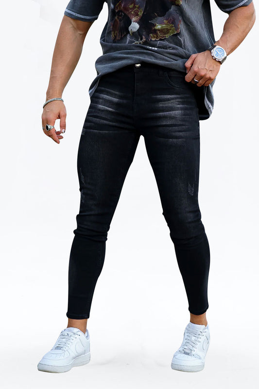 Jeans elasticizzati neri alla moda da uomo