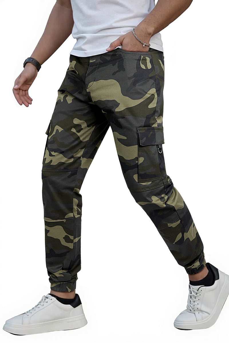 Men's Slim Fit Cargo Joggers | Multi-Pocket Tactical Pants with Cuffed Ankle