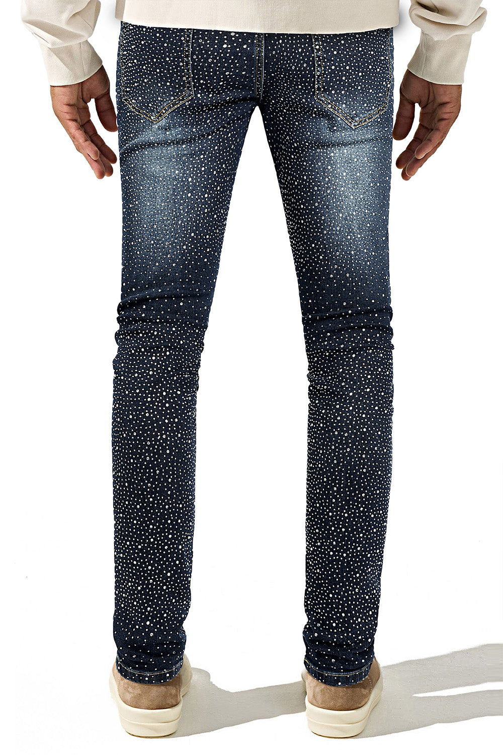 Men's Bedazzled Skinny Ripped Jean - Dark Blue (Pre-Sale)
