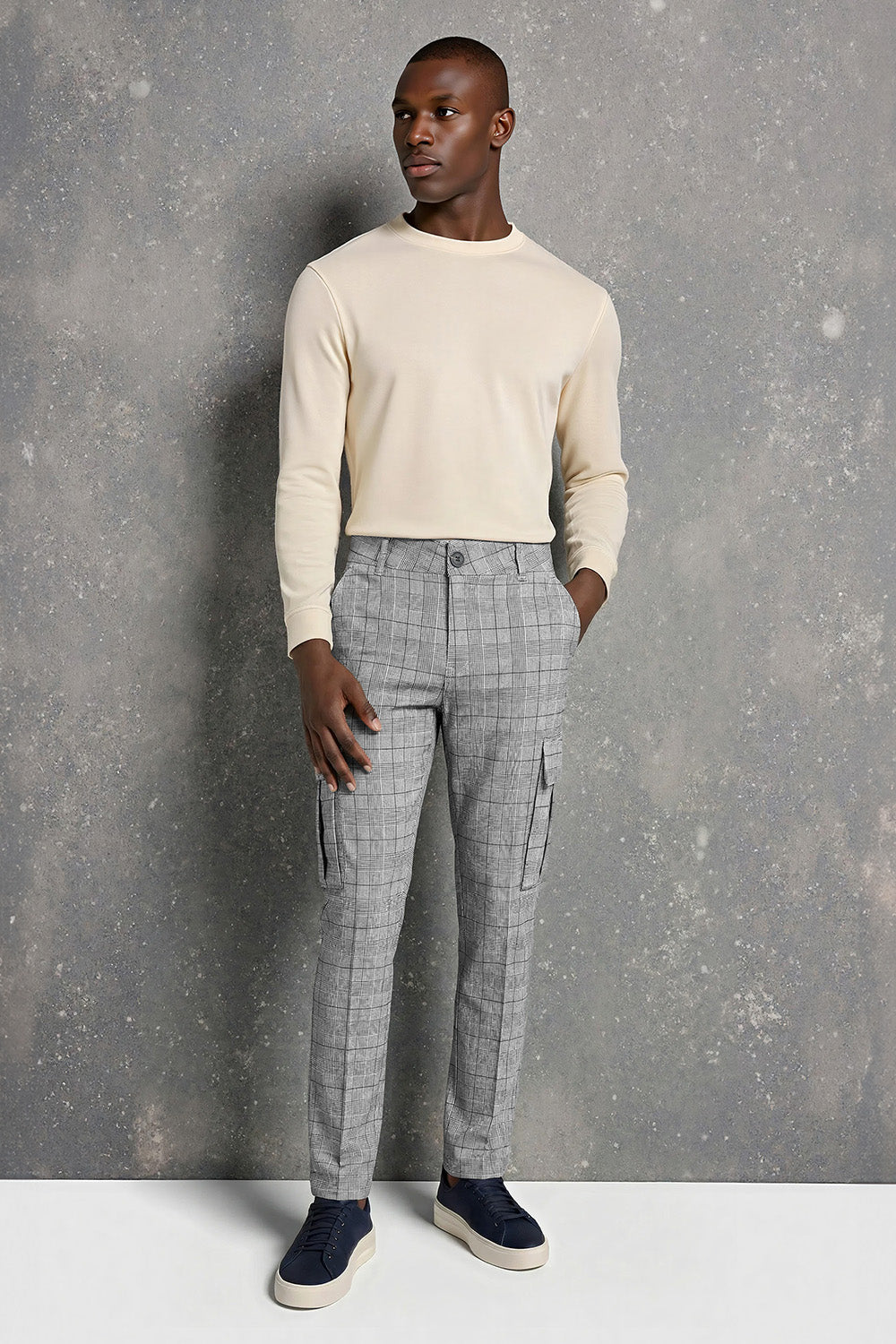 Graue Stretchhose für Herren – Tasche