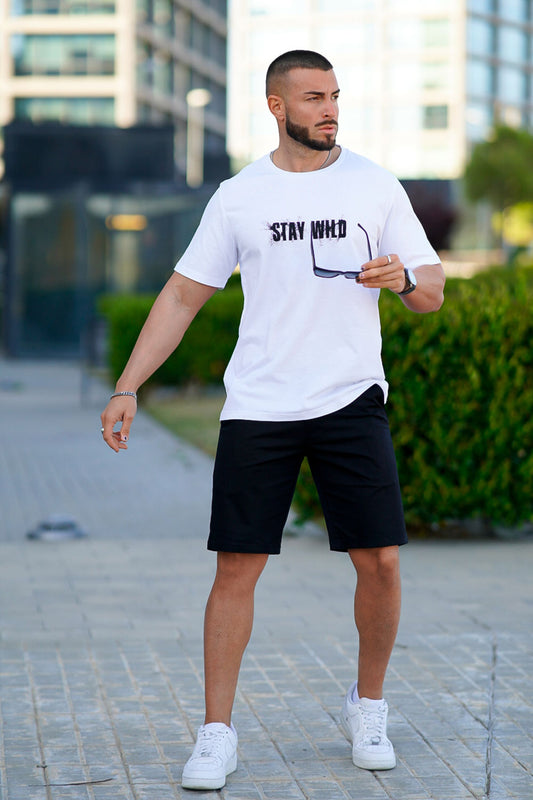 Gingtto Cool und lässig: Weißes Comfort-Kurzarm-T-Shirt für Herren aus Baumwolle