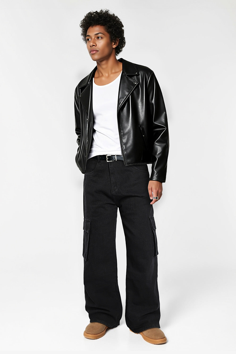 Men's Loose Jean With Pocket - Black