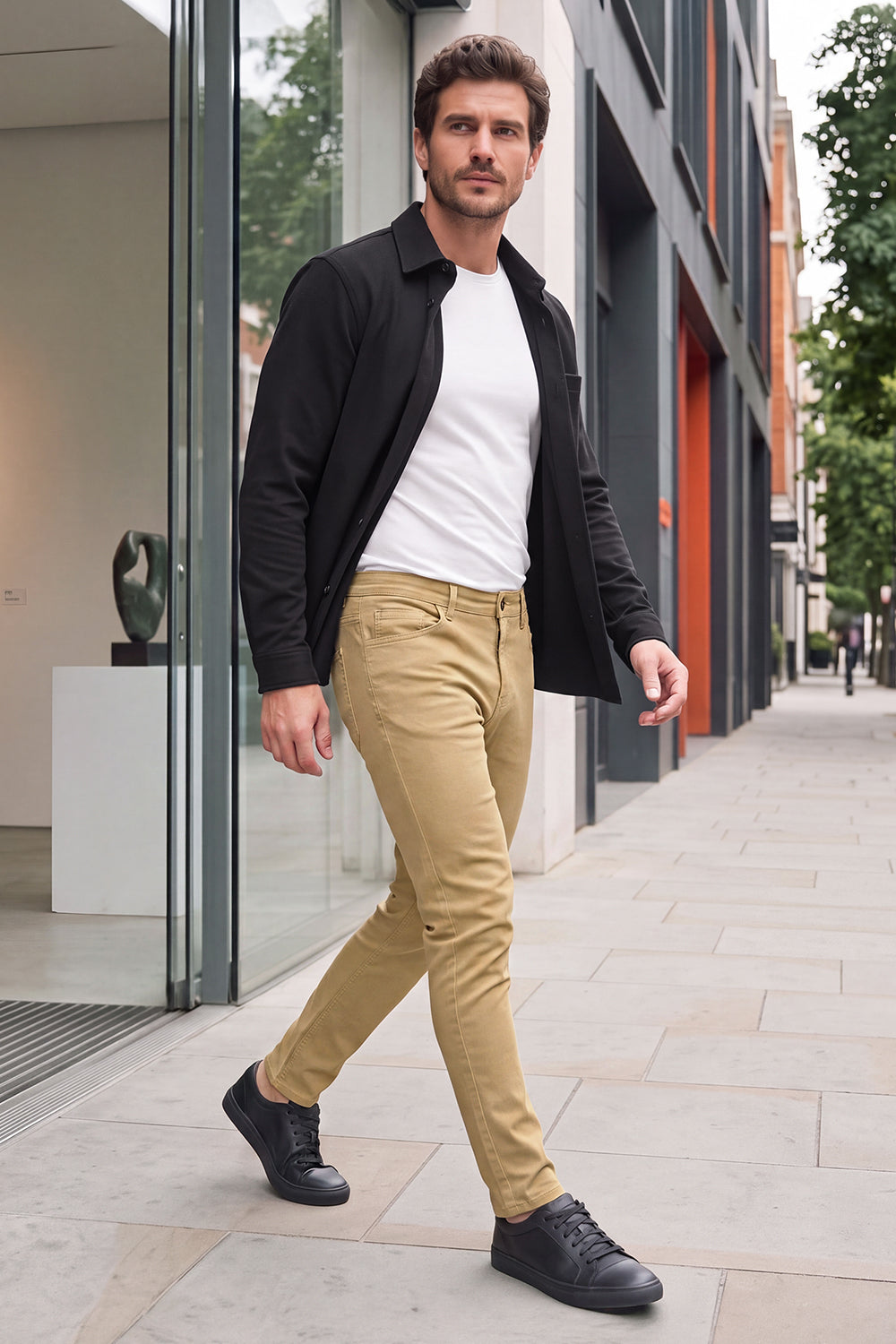Braune Stretch-Skinny-Jeans für Herren