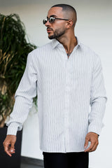 Men's White Dress Shirt - Striped