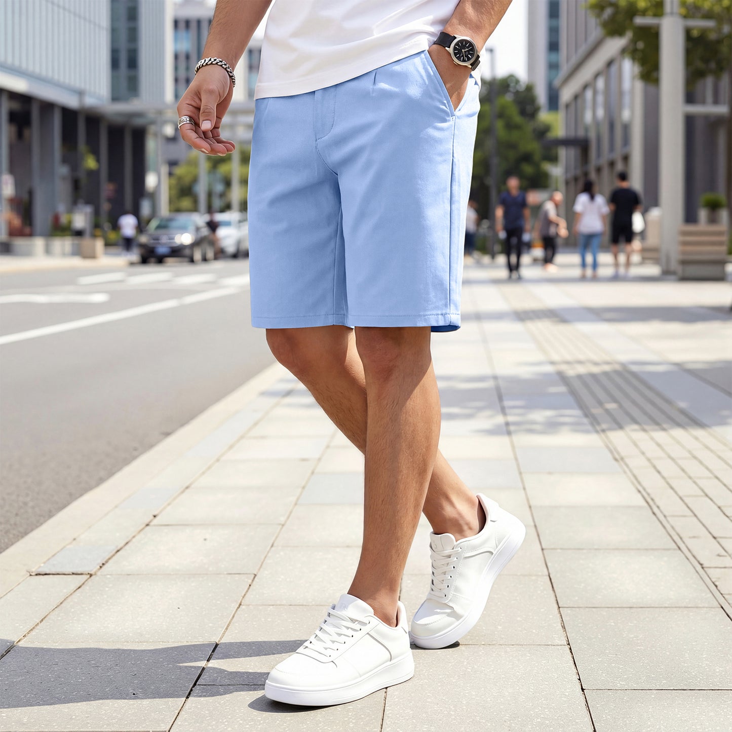 Mens Casual Chino Short - Sky Blue