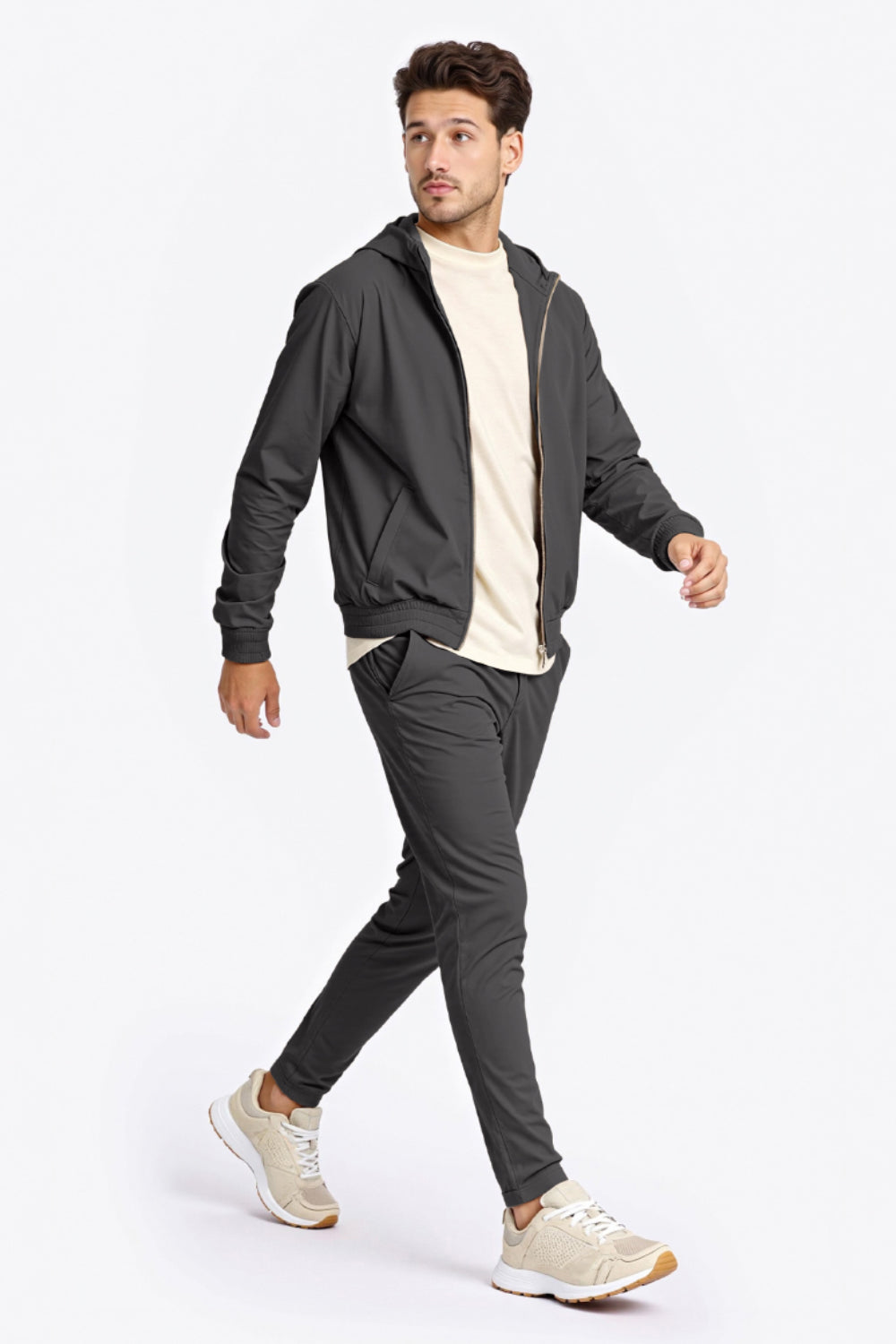 Men's Casual Hoodie Set - Dark Grey