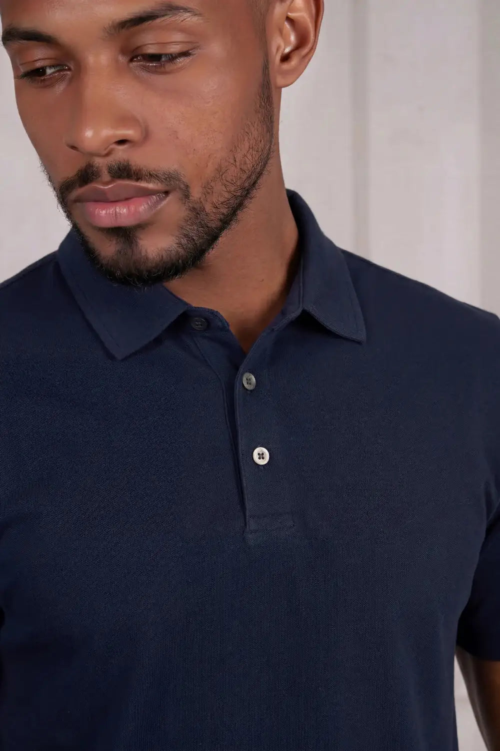 Men's Mercerized Cotton Short-Sleeved Polo Shirt - Navy Blue