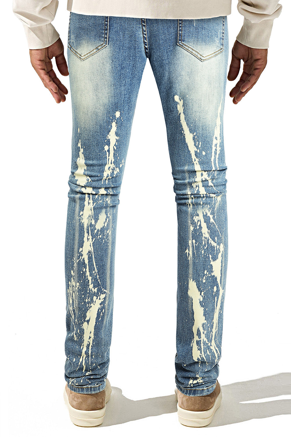 Men's Ripped Spray Paint Skinny Jean - Blue