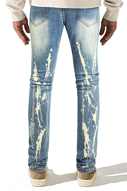Men's Ripped Spray Paint Skinny Jean - Blue