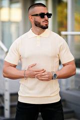 Men's Slim Fit Short Sleeve Polo Shirts - Champagne