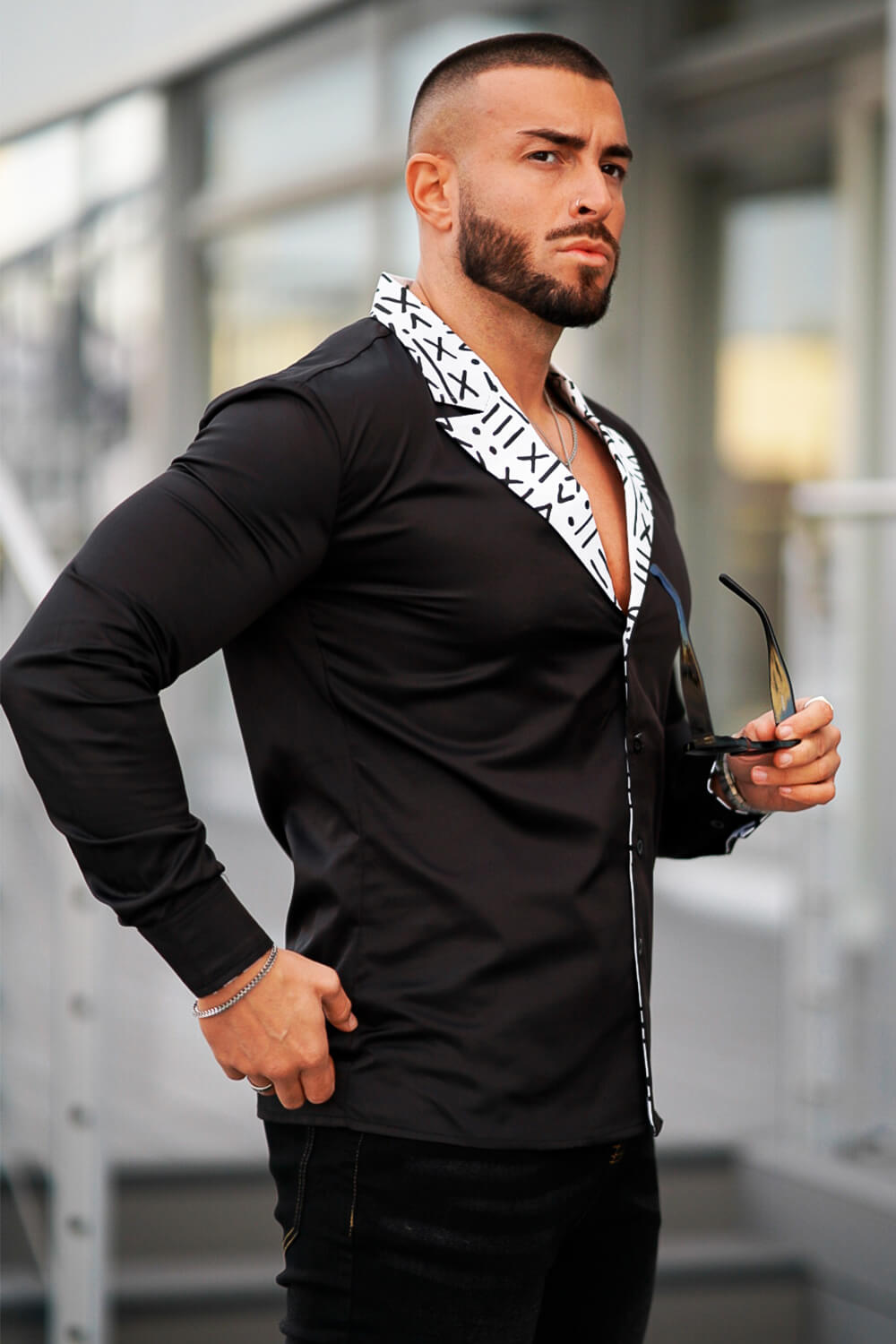 Men's Long Sleeve Shirt - Black