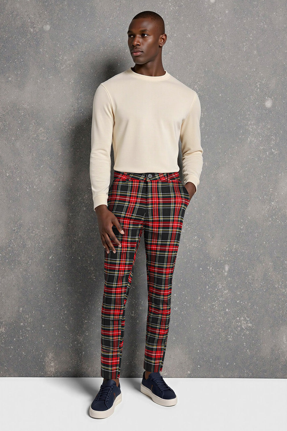 Schwarze karierte Herrenhose