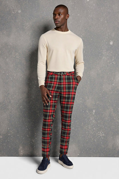 Schwarze karierte Herrenhose