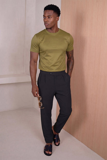 Camiseta de algodón mercerizado para hombre - Verde militar
