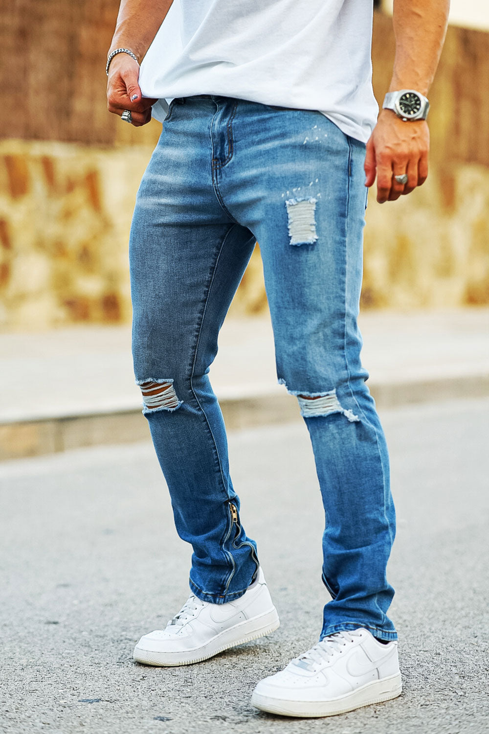 Men's Vintage Jeans With Zipper