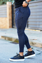 Buy 2 Free Shipping Men's Blue Striped Trousers