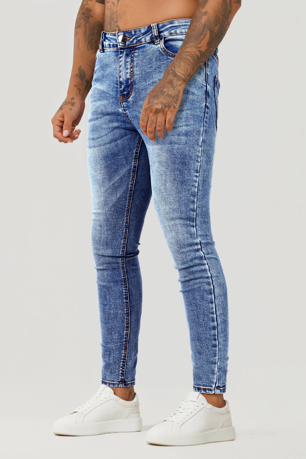 Jean skinny bleu moyen pour homme 50 de réduction Jean skinny Jean skinny pour homme Jean slim fit pour homme Jean stretch