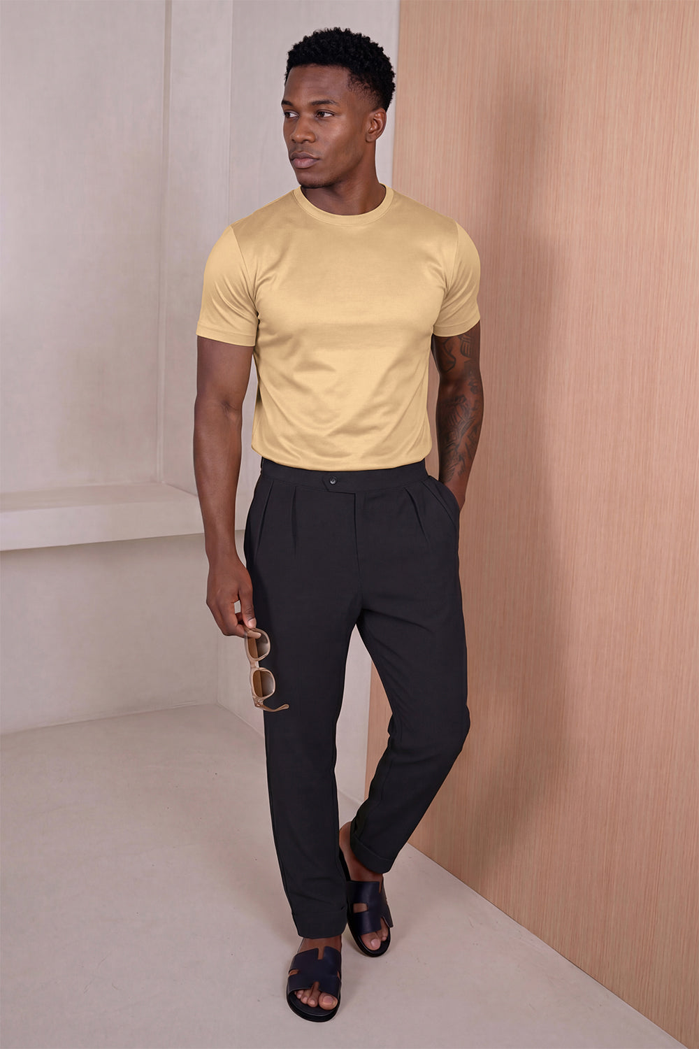 Men's Mercerized Cotton T-Shirt - Light Khaki
