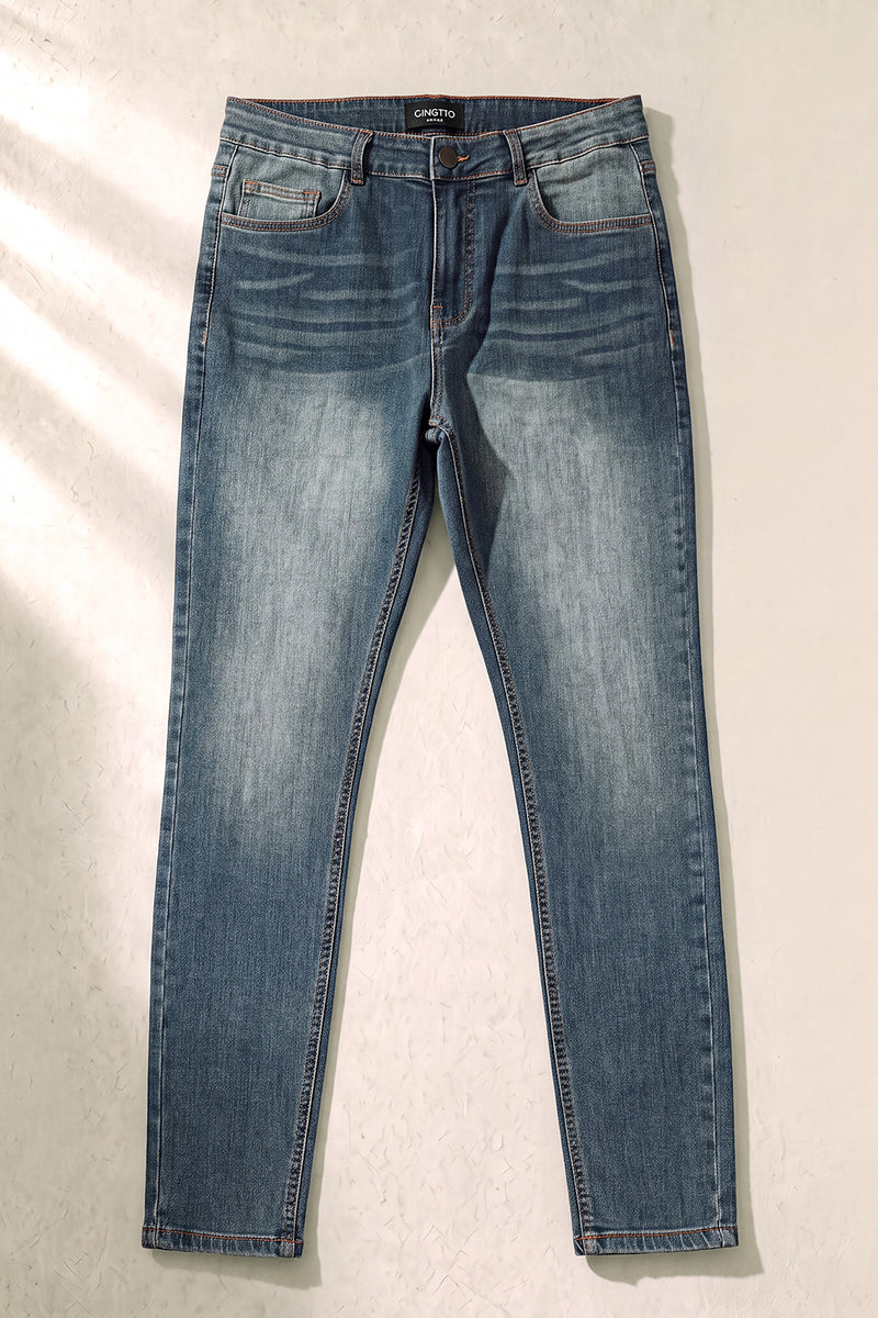 Men's Washed‑out Blue Denim Sculpt Skinny Jean