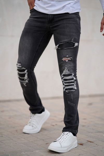 grey men's slim fit jeans