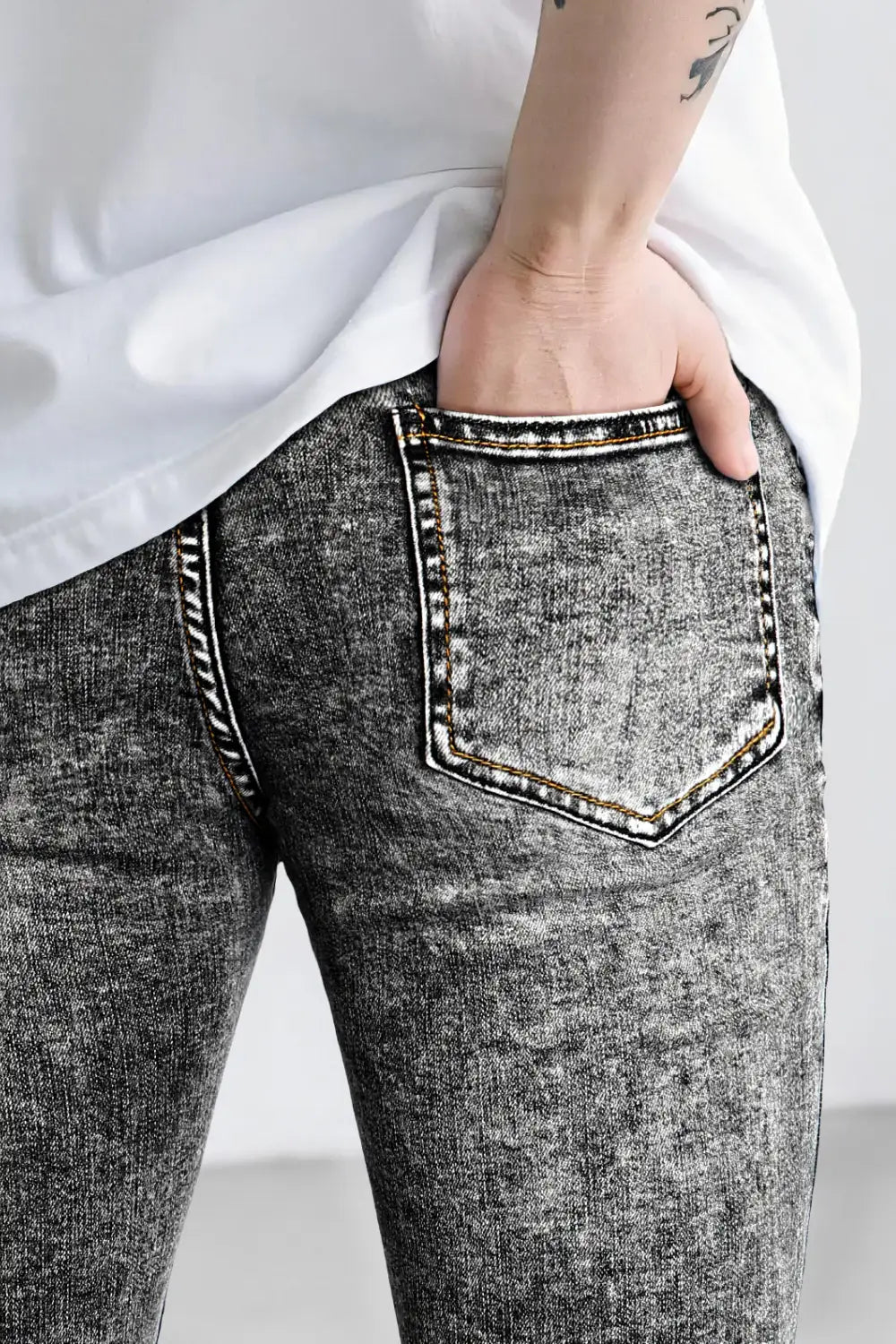 Homme Jeans Skinny Gris - Délavé À Vendre – GINGTTO