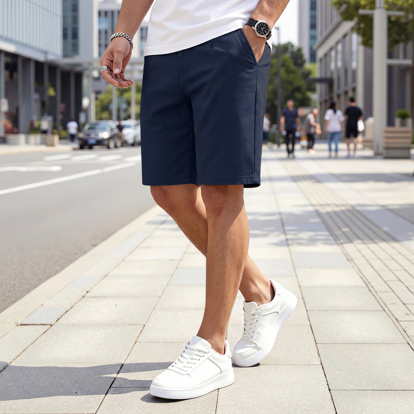 Mens Casual Chino Short - Navy Blue