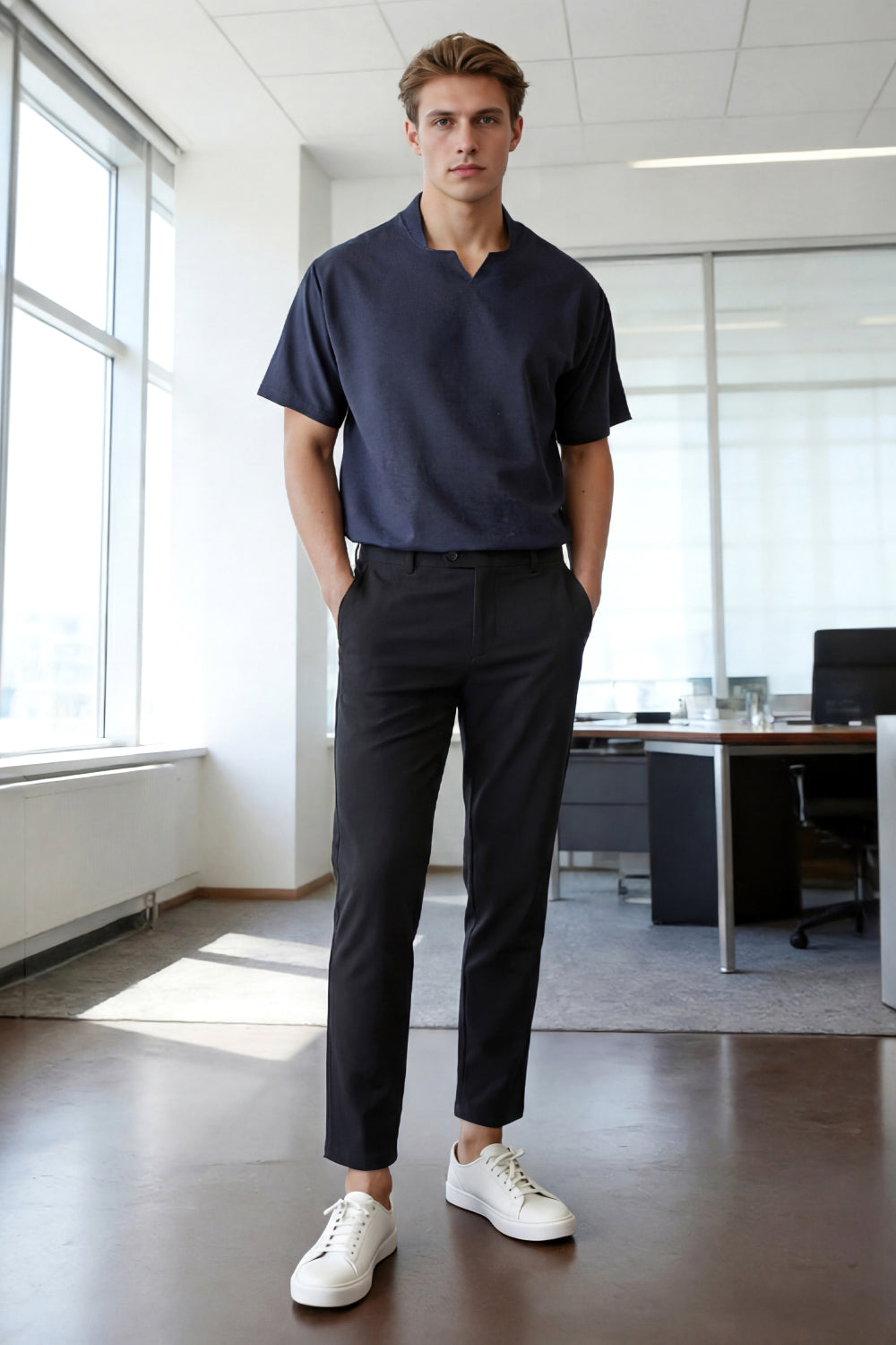 Mens Linen Modern Slim Travel Pant