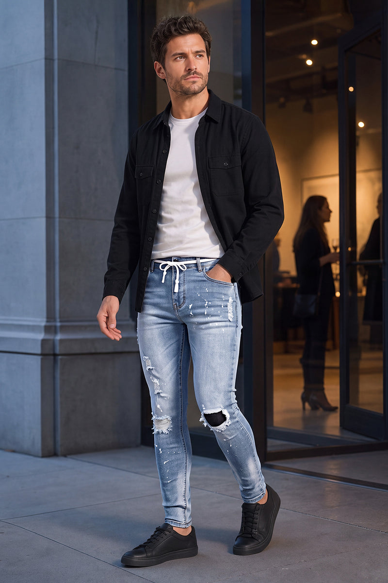 Men's Drawstring Sculpt Skinny Jean - Light Blue