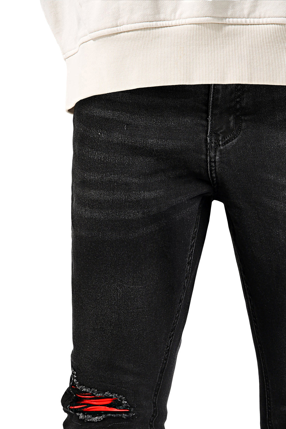 Skinny-Jeans mit zerrissenen Knien für Herren - Schwarz