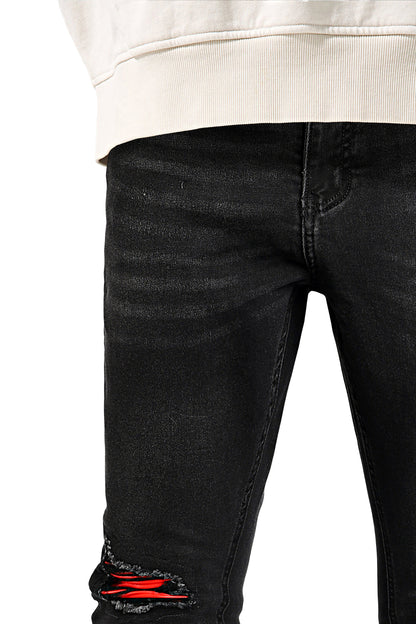 Skinny-Jeans mit zerrissenen Knien für Herren - Schwarz