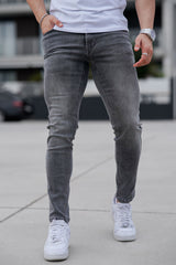 Compre 2 jeans ajustados lavados en gris oscuro para hombre con envío gratis