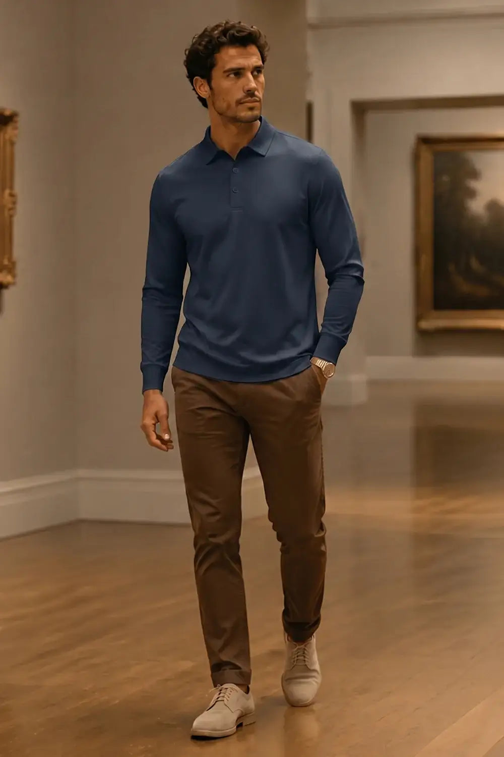 Camiseta de algodón mercerizado para hombre - Verde militar
