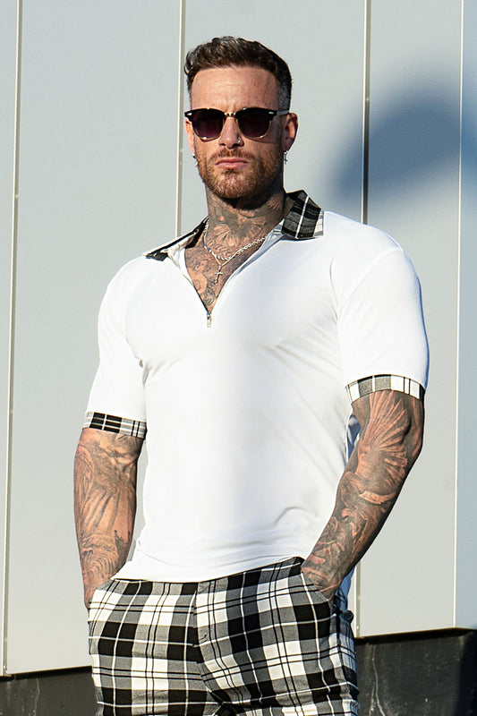 best polo shirts for work - white & plaid